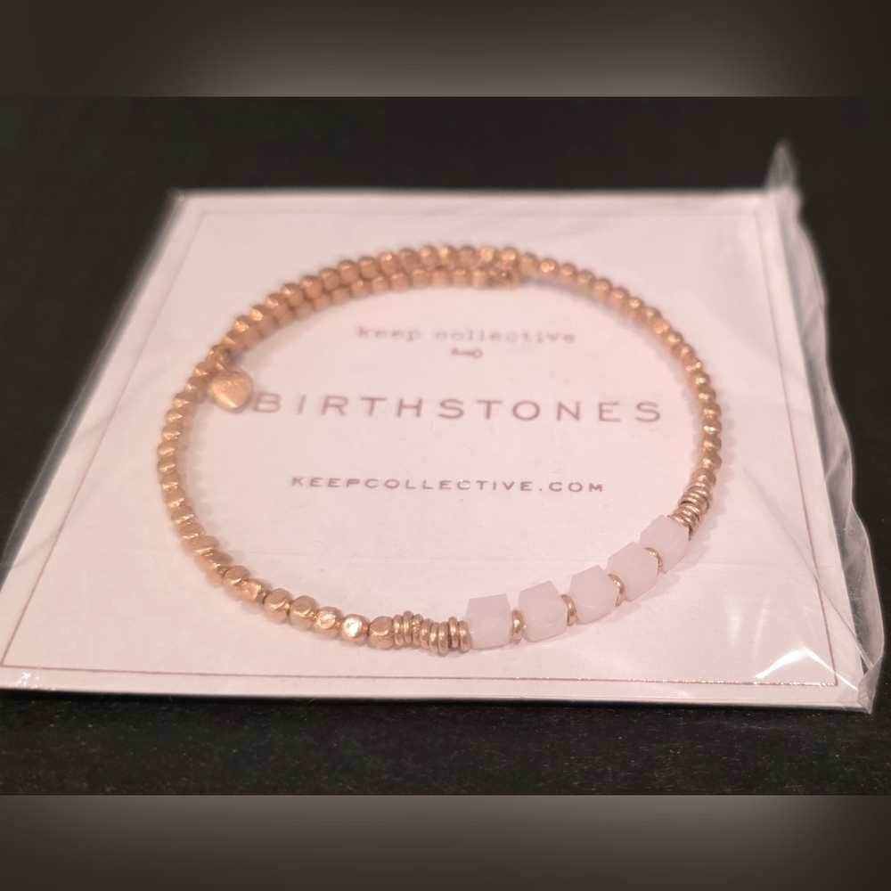 Keep Collective Wrap bracelet in rose gold with the October birthstone.
